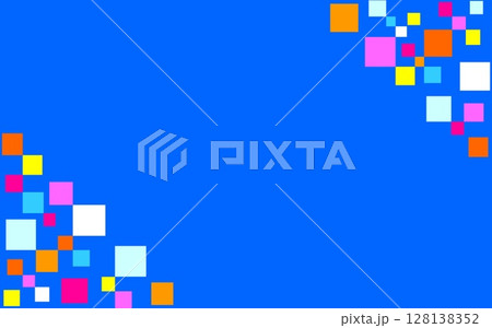 幾何学模様　フレーム　四角形　ブルー　カラフル 128138352