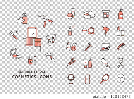 Various cosmetics and cosmetics icon set (color) Various cosmetics and cosmetics icon set (color) 128138472