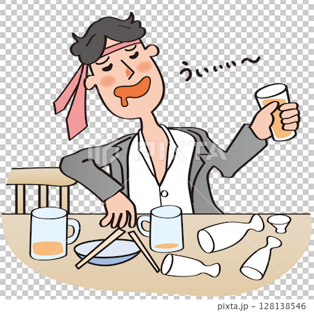 飲み過ぎで気持ち悪い酔っ払い（泥酔）の男の人 128138546
