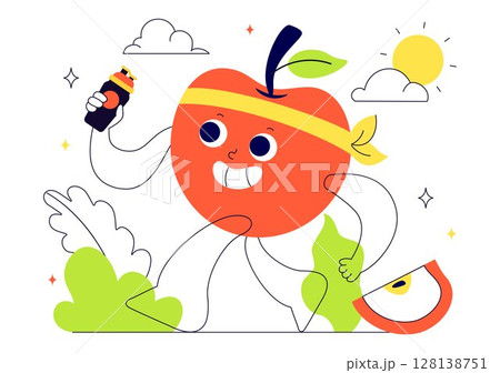 Holistic Nutrition Vector Illustration Featuring Healthy Food, Fruits, and Vegetables, Emphasizing Lifestyle and Environmental Aspects in a Background Holistic Nutrition Vector Illustration Featuring Healthy Food, Fruits, and Vegetables, Emphasizing Lifestyle and Environmental Aspects in a Background 128138751