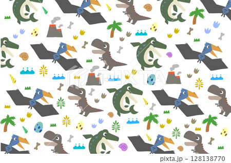 恐竜パターン ティラノサウルス モササウルス ケツァルコアトルス かわいい イラスト 手描き ポップ 恐竜パターン ティラノサウルス モササウルス ケツァルコアトルス かわいい イラスト 手描き ポップ 128138770