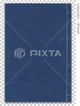 古い時代の和綴じ青本、四つ目綴じの切抜き冊子 古い時代の和綴じ青本、四つ目綴じの切抜き冊子 128138820