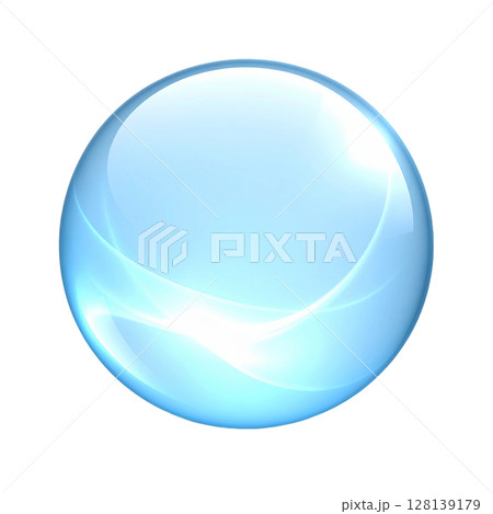 青く輝く透明な球体・光が舞う幻想的なオブジェ 128139179