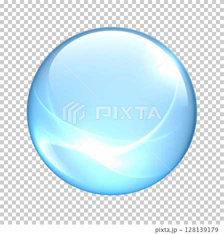 青く輝く透明な球体・光が舞う幻想的なオブジェ 128139179