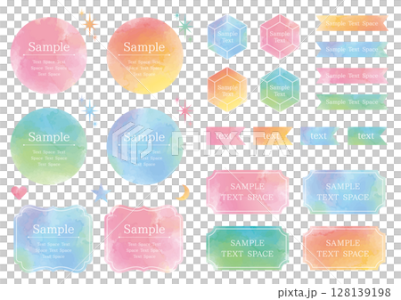 一組四種顏色的水彩畫框 128139198