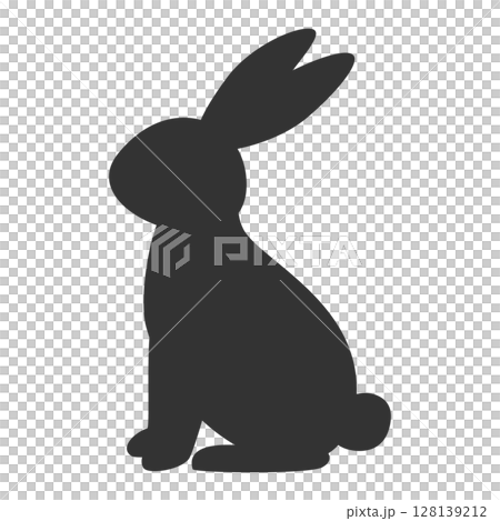座っているうさぎのシルエットイラスト（立ち耳） 128139212