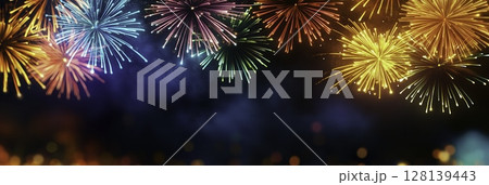 Colorful Fireworks Display Over Night Sky in Celebration of Festivals and Events Colorful Fireworks Display Over Night Sky in Celebration of Festivals and Events 128139443