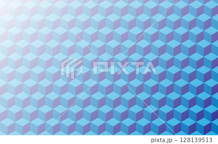 青い立体六角形の背景イラスト 128139513