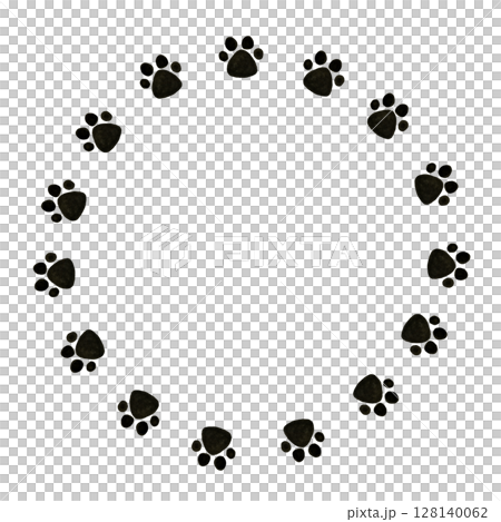 肉球　足跡　猫　水彩　イラスト 128140062