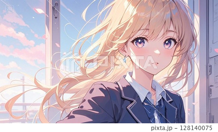 女子高生 日常 アニメ調イラスト 女子高生 日常 アニメ調イラスト 128140075