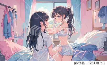 女子高生 日常 アニメ調イラスト 女子高生 日常 アニメ調イラスト 128140140