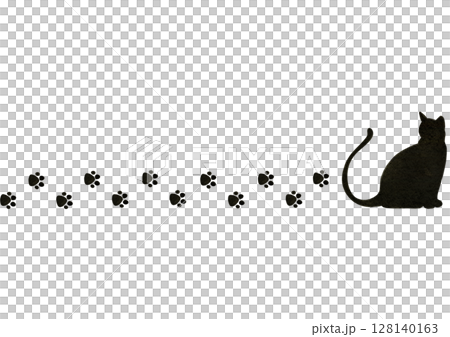 Paw print cat watercolor illustration 128140163