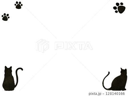 肉球　足跡　猫　水彩　イラスト 128140166