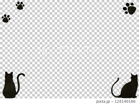 肉球　足跡　猫　水彩　イラスト 128140166