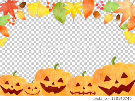 ハロウィン かぼちゃ 秋 フレーム イラストのイラスト素材 [128140740