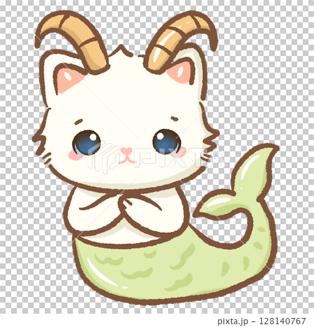 Cute Kawaii Zodiac Cat Clipart with goat horns and a fish tail Adorable Capricorn Astrology Animal Character Illustration for Kids Stickers Scrapbooking Digital Planners and Horoscope Designs Cute Kawaii Zodiac Cat Clipart with goat horns and a fish tail Adorable Capricorn Astrology Animal Character Illustration for Kids Stickers Scrapbooking Digital Planners and Horoscope Designs 128140767