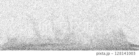 Abstract sandy grain texture. Stippled grit noise background. Distressed dust particles overlay. Grunge dotted dirt backdrop. Grange specks, speckles, granules print wallpaper. Vector dot work texture 128141003