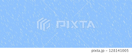 Diagonal falling rain seamless pattern. Pouring rain texture. Repeating tiny water drops background. Downpour backdrop. Sleet, hail or snow precipitation wallpaper. Bad weather season. Vector 128141005