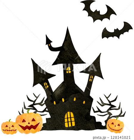 城　洋館　ハロウィン　水彩　イラスト 128141021