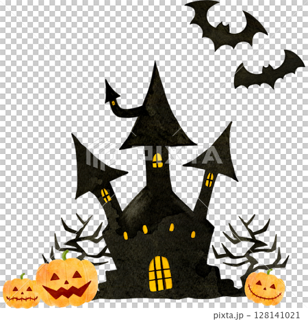 城　洋館　ハロウィン　水彩　イラスト 128141021