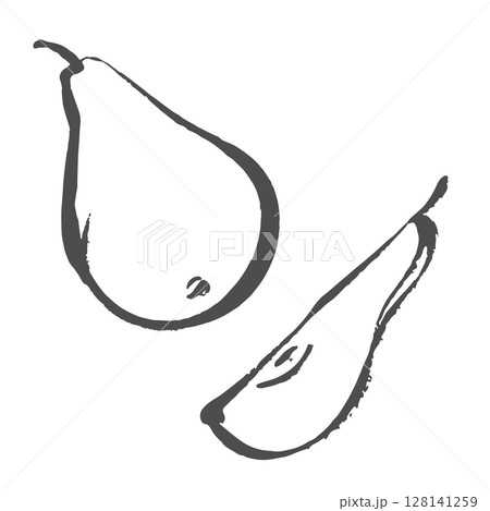 Pear vector sketch icon isolated on background. Hand drawn ink brush summer fruit illustration. Linear sloppy doodles. Pear vector sketch icon isolated on background. Hand drawn ink brush summer fruit illustration. Linear sloppy doodles. 128141259
