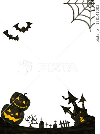 ハロウィン　かぼちゃ　フレーム　イラスト 128141303