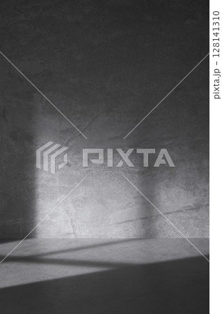 Concrete background that can be used in various designs with shadows of sunlight through the window. 128141310