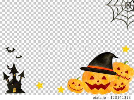 Halloween pumpkin frame illustration Halloween pumpkin frame illustration 128141318