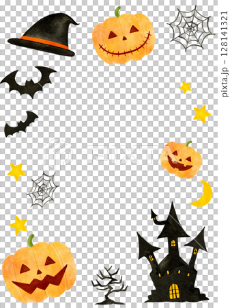 ハロウィン　かぼちゃ　フレーム　イラスト 128141321