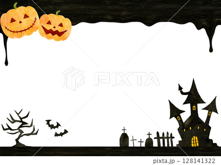 ハロウィン　かぼちゃ　フレーム　イラスト 128141322