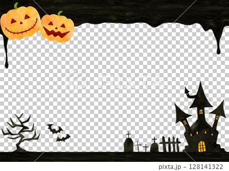 ハロウィン　かぼちゃ　フレーム　イラスト 128141322