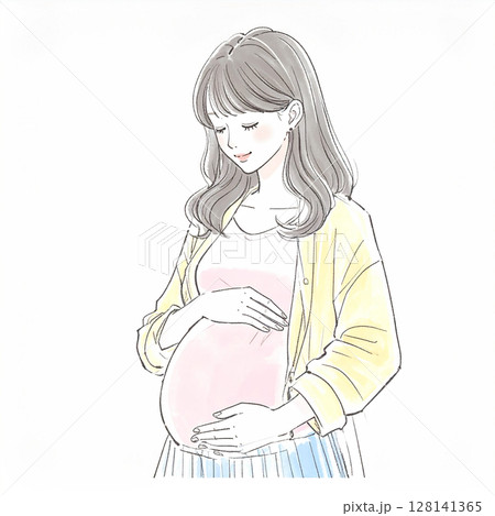 マタニティ・妊婦のイラスト素材 マタニティ・妊婦のイラスト素材 128141365