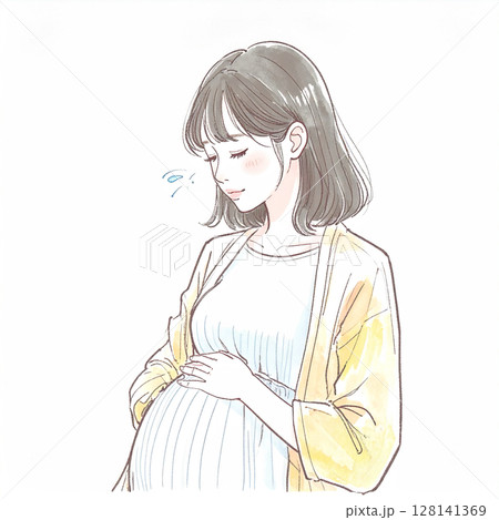 マタニティ・妊婦のイラスト素材 マタニティ・妊婦のイラスト素材 128141369