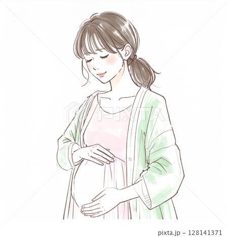 マタニティ・妊婦のイラスト素材 マタニティ・妊婦のイラスト素材 128141371
