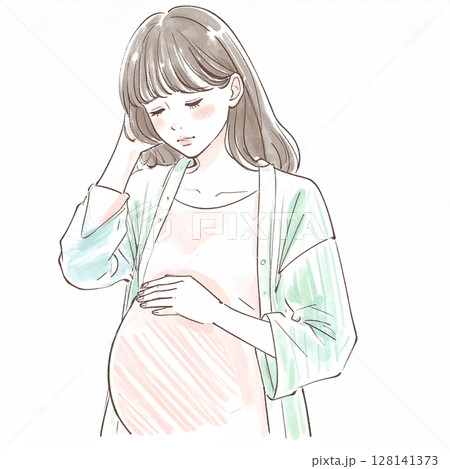 マタニティ・妊婦のイラスト素材 マタニティ・妊婦のイラスト素材 128141373