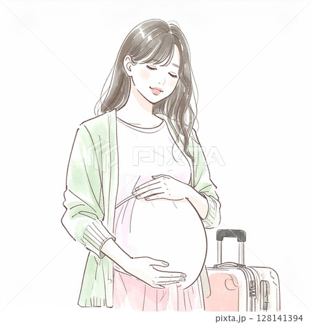 マタニティ・妊婦のイラスト素材 マタニティ・妊婦のイラスト素材 128141394