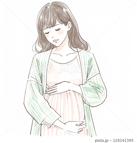 マタニティ・妊婦のイラスト素材 マタニティ・妊婦のイラスト素材 128141395
