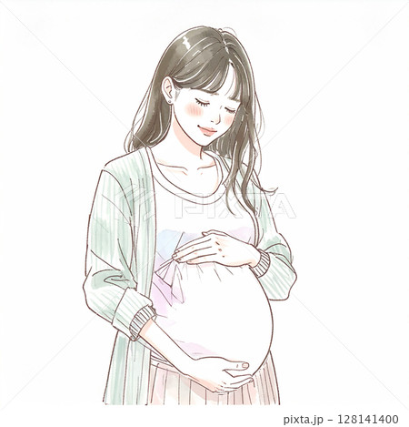 マタニティ・妊婦のイラスト素材 マタニティ・妊婦のイラスト素材 128141400