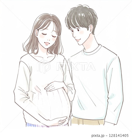マタニティ・妊婦のイラスト素材 マタニティ・妊婦のイラスト素材 128141405