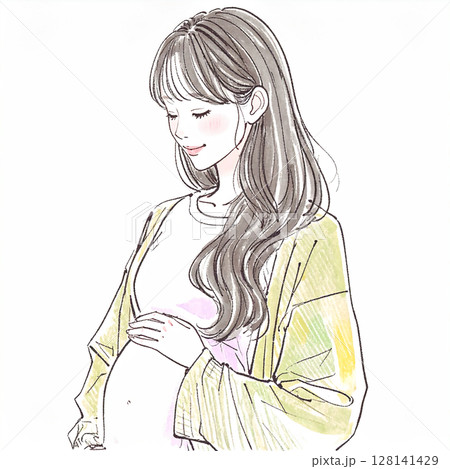 マタニティ・妊婦のイラスト素材 マタニティ・妊婦のイラスト素材 128141429