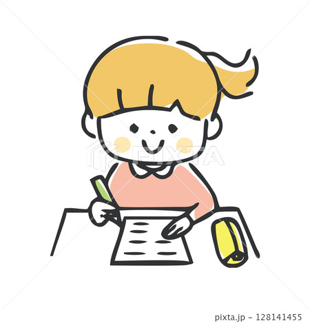 勉強をする女の子 128141455