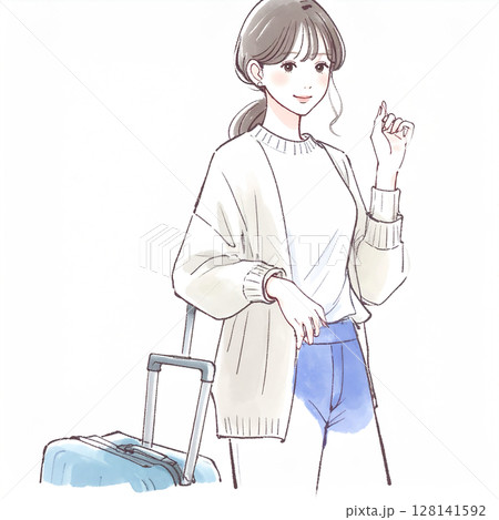 旅を楽しむ女性のイラスト素材 128141592