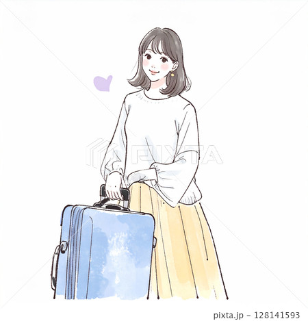 旅を楽しむ女性のイラスト素材 旅を楽しむ女性のイラスト素材 128141593