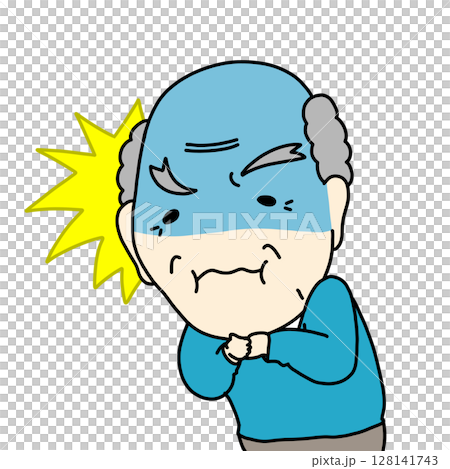 喉詰をして苦しんでいる高齢者のイラスト 128141743