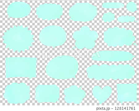Watercolor speech bubbles: Set of mint green hand-drawn speech bubbles 128141761