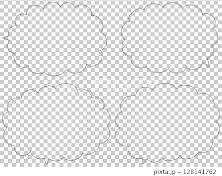 對話泡泡：一組簡單的手繪蓬鬆對話泡泡 128141762