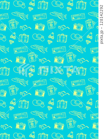 かわいい手描きの旅行イメージ背景パターン 128142292
