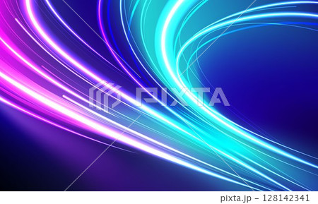 Light streak, fiber optic, speed line, futuristic background for 5g or 6g technology wireless data transmission, high-speed internet in abstract. internet network concept. vector design. 128142341