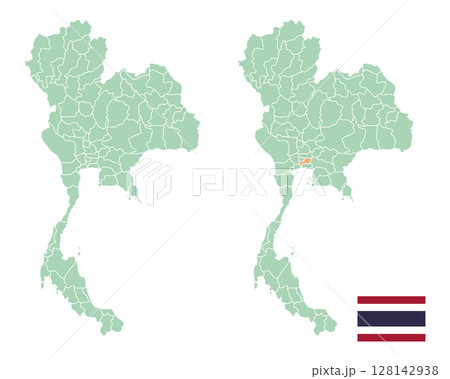 タイの地図と国旗(都県ごと) 128142938