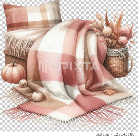 Coquette Cozy Autumn Dcor with Plaid and Seasonal Elements 128143506